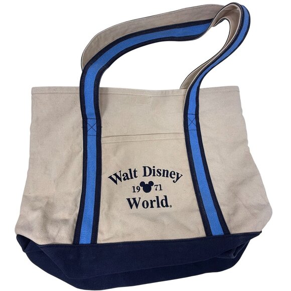 Walt Disney World 1971 Canvas Tote Bag Blue & Navy Straps - Picture 1 of 7